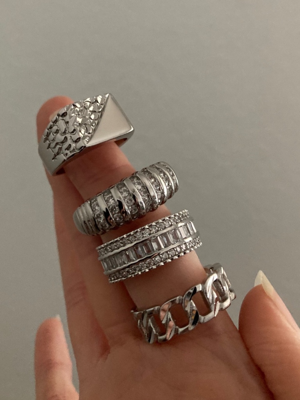 CHILD OF WILD SZ9 Ring SET Silver Stackable layering cocktail Rings Silver Set